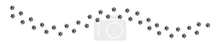 Ilustración de Sendero sinuoso de huellas húmedas o de barro de perro, gato, oso, lobo, mapache. Sellos de siluetas de pata. Pasos de correr o caminar animales aislados sobre fondo blanco. ilustración gráfica vectorial - Imagen libre de derechos