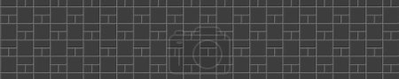 Illustration for Black basketweave tile mosaic texture. Causeway texture. Stone or ceramic brick background. Kitchen backsplash layout. Bathroom, shower or toilet wall or floor decoration. Vector flat illustration - Royalty Free Image
