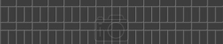 Illustration for Black basket weave tile seamless pattern. Stone or ceramic brick wall. Sidewalk mosaic decoration. Kitchen backsplash background. Bathroom, toilet or shower floor texture. Vector flat illustration - Royalty Free Image