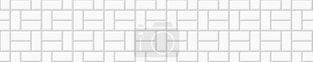 Illustration for White basketweave tile layout. Stone or ceramic brick wall background. Kitchen backsplash mosaic texture. Bathroom, shower or toilet floor decoration. Sidewalk texture. Vector flat illustration - Royalty Free Image