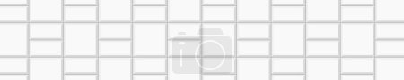 Illustration for White basket weave tile layout. Kitchen backsplash mosaic texture. Shower, bathroom or toilet floor decoration. Stone or ceramic brick wall background. Pavement surface. Vector flat illustration - Royalty Free Image
