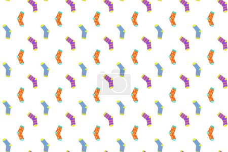 Illustration for Colorful odd mismatched socks seamless pattern. Scrapbooking paper print, fabric design. Vector cartoon illustration. - Royalty Free Image