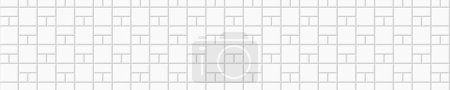 Illustration for White basket weave tile horizontal background. Ceramic brick wall mosaic layout. Kitchen backsplash texture. Bathroom, shower or toilet floor decoration. Pavement surface. Vector flat illustration - Royalty Free Image