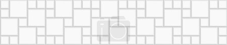 Illustration for White multi pinwheel tile horizontal background. Bathroom, shower or toilet floor decoration. Sidewalk texture. Kitchen backsplash mosaic surface. Stone or ceramic brick wall. Vector flat illustration - Royalty Free Image