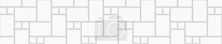 Illustration for White herringbone inserted tile horizontal background. Pavement texture. Stone or ceramic brick wall. Kitchen backsplash mosaic surface. Bathroom, shower or toilet floor. Vector flat illustration - Royalty Free Image