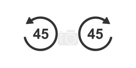 Illustration for 45 seconds rewind and fast forward icons. Round repeat and next buttons with circle arrows isolated on white background. Audio or video player playback interface elements. Vector graphic illustration - Royalty Free Image