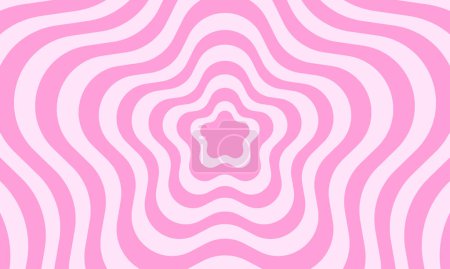 Ilustración de Póster con flores rosadas repetidas en el diseño moderno de la década de 2000. Estupendo patrón psicodélico en estilo y2k. Lindo vector de ilustración en colores pastel. - Imagen libre de derechos