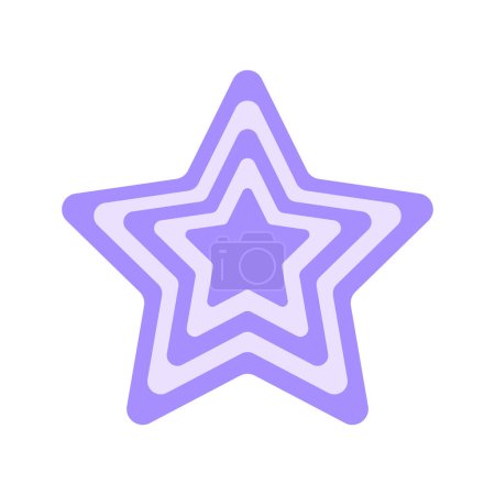 Ilustración de Icono de estrella repetida en estilo retro y2k. Objeto de diseño de 2000 en colores pastel púrpura. Adhesivo vintage femenino lindo aislado sobre fondo whiyte. Ilustración plana del vector - Imagen libre de derechos