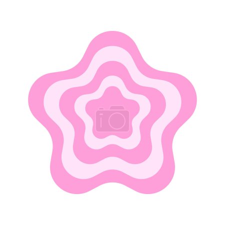 Ilustración de Repetir icono de la flor rosa en el estilo de moda y2k. Objeto de diseño retro 2000 en colores pastel. Adhesivo vintage femenino lindo aislado sobre fondo whiyte. Ilustración plana del vector - Imagen libre de derechos
