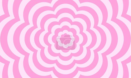 Illustration for Groovy psychedelic pattern in y2k style. Repeating pink flowers background in trendy retro 2000s design. Cute vector illustration in pastel colors. - Royalty Free Image