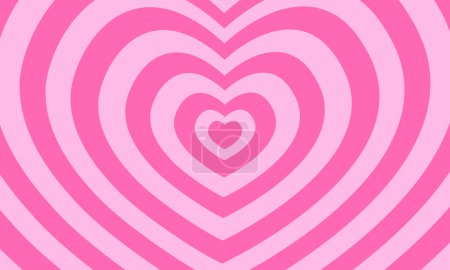 Ilustración de Repetir el fondo de corazones rosados en el diseño moderno de la década de 2000. Patrón psicodélico romántico en estilo y2k. Plantilla de tarjeta de San Valentín. Lindo vector de ilustración en colores pastel - Imagen libre de derechos