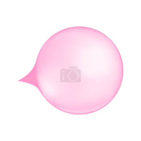 Illustration for Inflated pink bubble gum. Realistic strawberry or cherry chewing bubblegum isolated on white background. Vector cartoon illustration. - Royalty Free Image