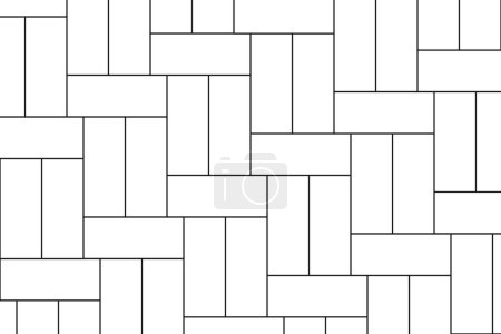 Illustration for Basketweave tile mosaic layout. Sidewalk texture. Stone or ceramic brick wall background. Kitchen backsplash texture. Bathroom or toilet floor decoration. Vector outline illustration - Royalty Free Image
