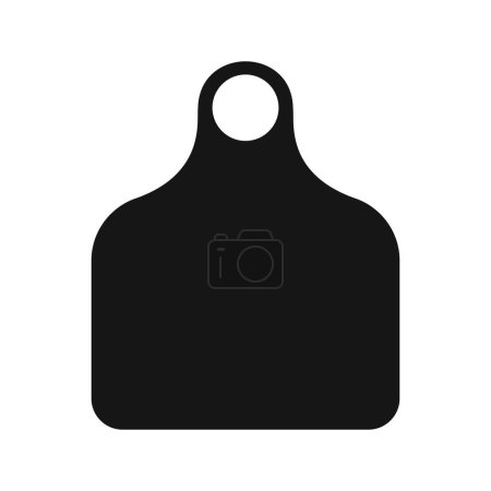 Cattle ear tag. Empty black identification label for farm animal isolated on white background. Earmark mockup for livestock. Simple vector illustration.