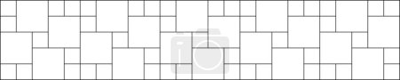 Illustration for Multi pinwheel tile background. Causeway pattern. Kitchen backsplash mosaic surface. Bathroom, shower or toilet floor decoration. Stone or ceramic brick wall texture. Vector outline illustration - Royalty Free Image