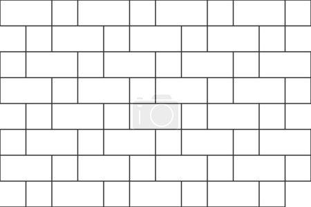 Cobblestone tile seamless pattern. Sidewalk surface. Rectangle and square bricks background. Kitchen backsplash or bathroom ceramic or stone wall texture. Vector outline illustration