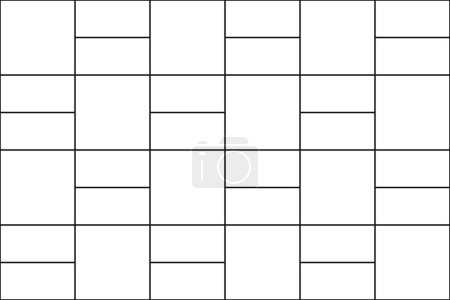 Illustration for Basket weave tile background. Sidewalk texture. Stone or ceramic brick wall surface. Kitchen backsplash mosaic layout. Shower, bathroom or toilet floor decoration. Vector outline illustration - Royalty Free Image