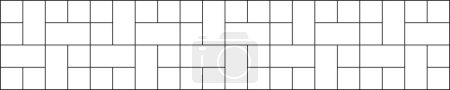Illustration for Pinwheel tile pattern. Pavement mosaic texture. Stone or ceramic brick wall background. Kitchen backsplash surface. Bathroom, shower or toilet floor decoration. Vector outline illustration - Royalty Free Image