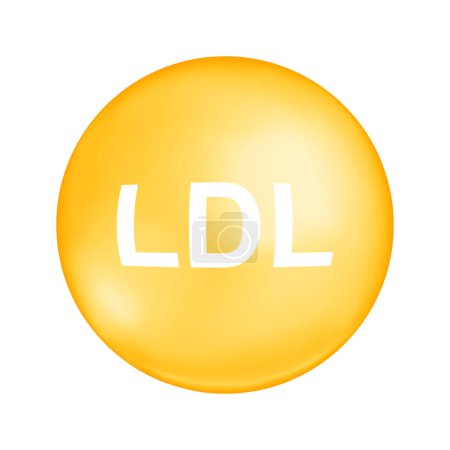 Illustration for Cholesterol LDL type. Bad cholesterin yellow bubble. Low density lipoprotein icon isolated on white background. Medical infographic. Vector illustration. - Royalty Free Image