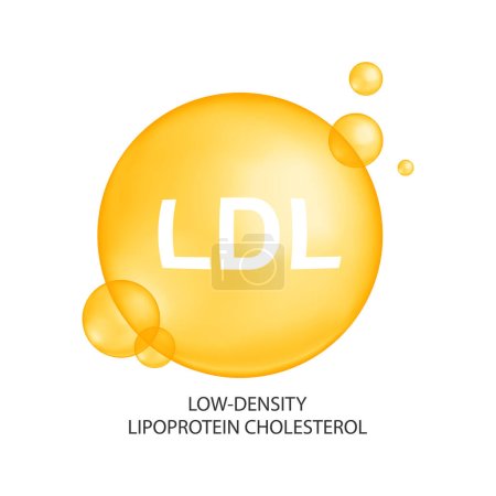 Illustration for Cholesterol LDL type. Bad cholesterin concept. Low density lipoprotein icon isolated on white background. Medical infographic. Vector illustration. - Royalty Free Image