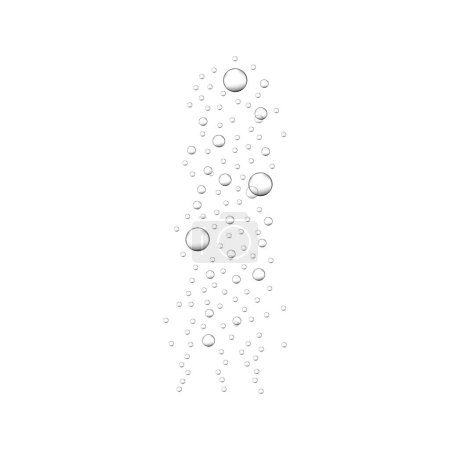 Fizzy carbonated drink texture. Underwater oxygen bubbles. Champagne, beer, soda, cola, seltzer, sparkling wine stream. Soap, shampoo, gel suds. Effervescent pill trace. Vector realistic illustration