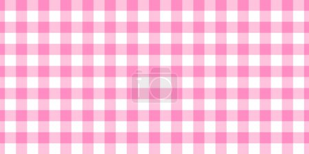 Pink and white checkered pattern. Cute gingham or vichy background. Tablecloth, napkin, picnic plaid, towel, baby girl blanket top view. Fabric flannel, linen or cotton print. Vector flat illustration