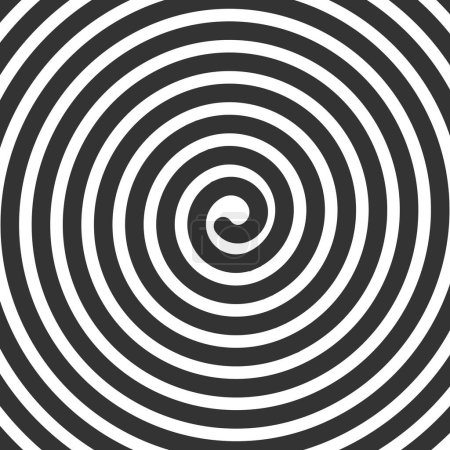 Illustration for Spiral background. Wallpaper with thick black swirl line. Dizzy hypnotic monochrome pattern. Vertigo, whirlpool, tornado or whirlwind print. Snail shell texture. Vector graphic illustration. - Royalty Free Image