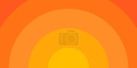 Orangefarbene konzentrische Kreise. Sonne, Sonnenuntergang, Sonnenaufgang oder Sonnenuntergang. Wellen, Aufprall, Sonarwelle, Epizentrum, Schmerz, Radarsignaltapete. Vektorflache Illustration.