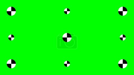 Green screen template with tracking marks. Chromakey technique. Studio background. Video technology to add VFX visual effects during movie post-production phase. Vector flat illustration.