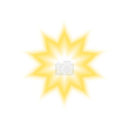 Étoile dorée forme étincelante dans un style flou doux isolé sur fond blanc. Sticker Y2K avec effet aura dégradé. Icône Bling, scintillement ou feu d'artifice isolé sur fond blanc. Illustration vectorielle.