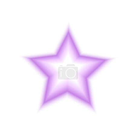 Forme étoilée dans un style holographique flou. Sticker tendance y2k avec effet aura dégradé en couleur pastel violet isolé sur fond blanc. Illustration vectorielle.