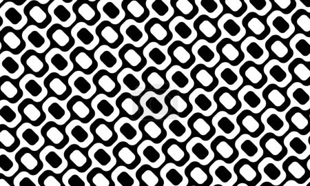 Patrón de acera de Ipanema en disposición diagonal. Famoso paseo marítimo en Río de Janeiro. Repetir textura en blanco y negro con ilusión óptica en estilo pavimento portugués. Ilustración vectorial.