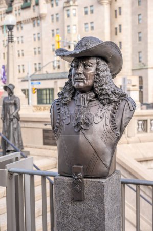 Photo for Ottawa, Ontario - October 19, 2022: The Valiants Memorial in Ottawa which commemorates fourteen figures from military history of Canada, here Le comte de Frontenac. - Royalty Free Image