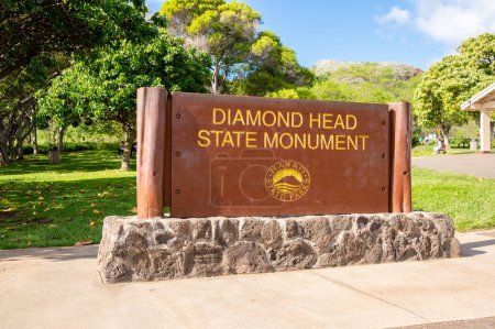 Photo for Honolulu, Hawaii - December 27, 2022:   the Diamond Head entrance sign at the Diamond Head State Monument. - Royalty Free Image