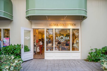 Photo for Honolulu, Hawaii - December 29, 2022: Exterior of the Aloha Collection store on Kalakaua Avenue. - Royalty Free Image