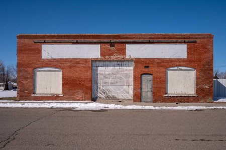 Old brick storefront in downtown Granum.