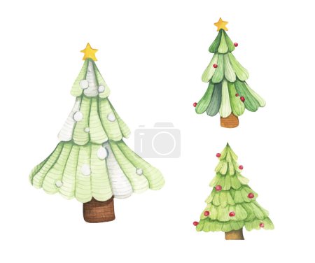 Téléchargez les photos : Illustration vectorielle de Set aquarelle Noël et Nouvel An, pin de Noël. - en image libre de droit