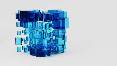 Téléchargez les photos : Cubes en verre transparent fond abstrait. Illustration 3D de haute qualité - en image libre de droit