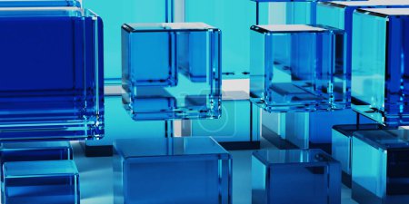 Cristal cubos transparentes fondo abstracto. ilustración 3d de alta calidad