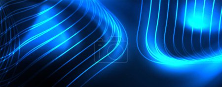 Shiny neon waves, dynamic electric motion, energy or speed concept. Vector illustration for wallpaper, banner, background, leaflet, catalog, cover, flyer Poster 616933402