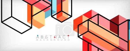 Illustration for Abstract background. 3d cubes, cubic elements and blocks. Techno or business concept for wallpaper, banner, background, landing page - Royalty Free Image