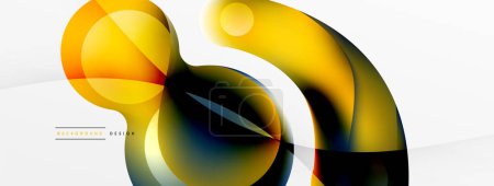 Téléchargez les illustrations : Fluid abstract background. Liquid color gradients composition. Round shapes and circle flowing design for wallpaper, banner, background or landing - en licence libre de droit