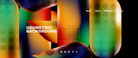 Foto de Landing page background template. Colorful plastic round shapes abstract composition. Vector illustration for wallpaper, banner, background - Imagen libre de derechos