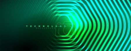 Photo for Neon shiny hexagons abstract background, technology energy space light concept, abstract background wallpaper desig - Royalty Free Image
