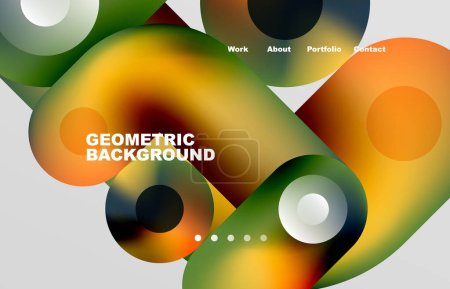 Ilustración de Circles and round shapes landing page abstract geometric background. Web page for website or mobile app wallpaper - Imagen libre de derechos