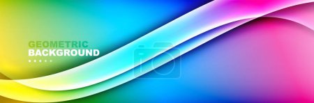 Illustration for Wavy lines, technology digital template with shadows and lights on gradient background. Trendy simple fluid color gradient abstract background with dynamic wave shadow lines effect - Royalty Free Image