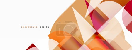 Illustration for Circle and square geometric background. Round shapes with squares and triangles composition for wallpaper, banner, background or landing - Royalty Free Image