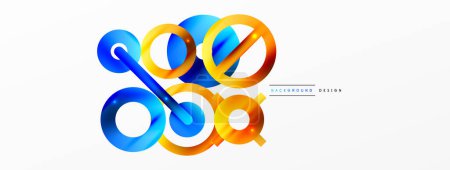 Illustration for Minimal geometric abstract background. Circle, line and round shapes design. Trendy techno business template for wallpaper, banner, background or landing - Royalty Free Image