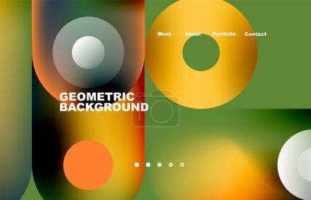 Ilustración de Website landing page abstract geometric background. Circles and round shapes. Web page for website or mobile app wallpaper - Imagen libre de derechos