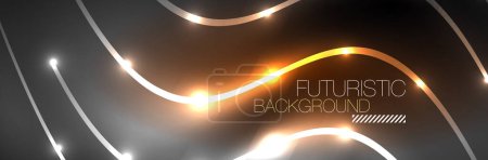 Illustration for Neon glowing fluid wave lines, magic energy space light concept. Vector illustration for wallpaper, banner, background, leaflet, catalog, cover, flyer - Royalty Free Image